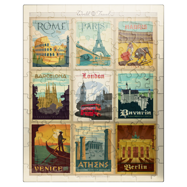 puzzleplate Europe Travel, Collage, Vintage poster 100 Jigsaw Puzzle