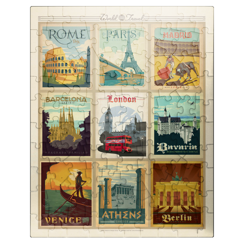 puzzleplate Europe Travel, Collage, Vintage poster 100 Jigsaw Puzzle