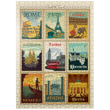 puzzleplate Europe Travel, Collage, Vintage poster 500 Jigsaw Puzzle