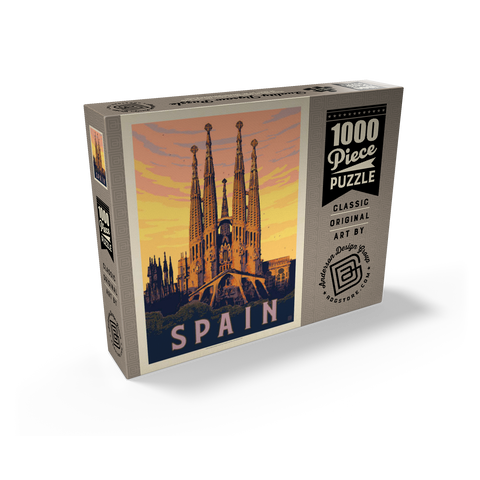 Spain: Familia Sagrada, Vintage Poster 1000 Jigsaw Puzzle box view2