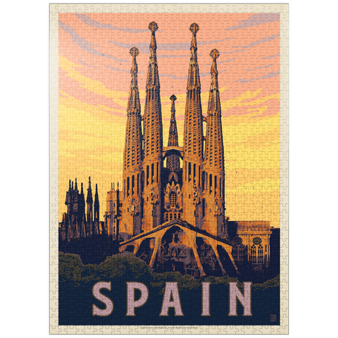 puzzleplate Spain: Familia Sagrada, Vintage Poster 1000 Jigsaw Puzzle