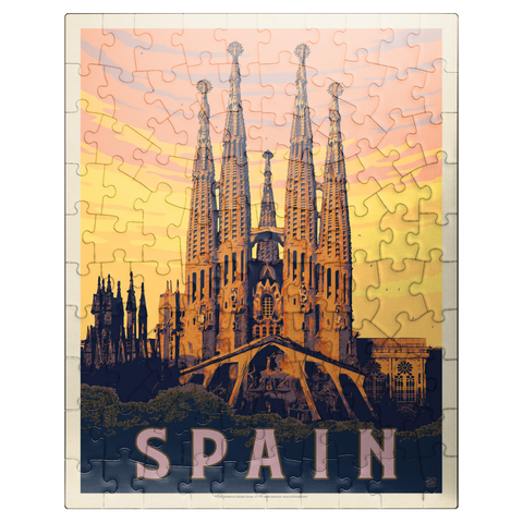 puzzleplate Spain: Familia Sagrada, Vintage Poster 100 Jigsaw Puzzle