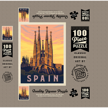 Spain: Familia Sagrada, Vintage Poster 100 Jigsaw Puzzle box 3D Modell