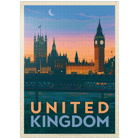 puzzleplate United Kingdom: Westminster Palace, Vintage Poster 1000 Jigsaw Puzzle