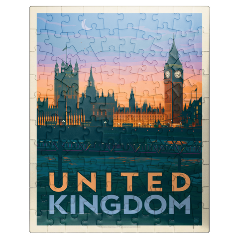 puzzleplate United Kingdom: Westminster Palace, Vintage Poster 100 Jigsaw Puzzle