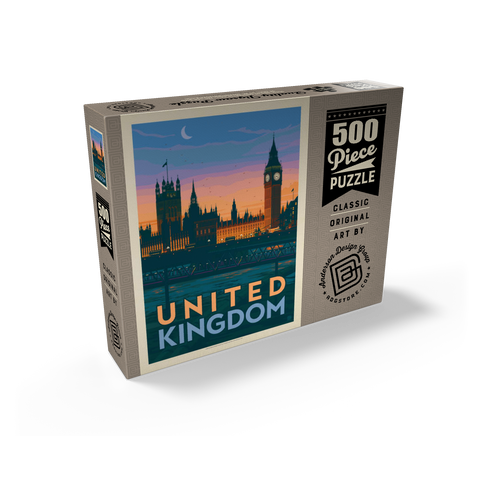 United Kingdom: Westminster Palace, Vintage Poster 500 Jigsaw Puzzle box view2