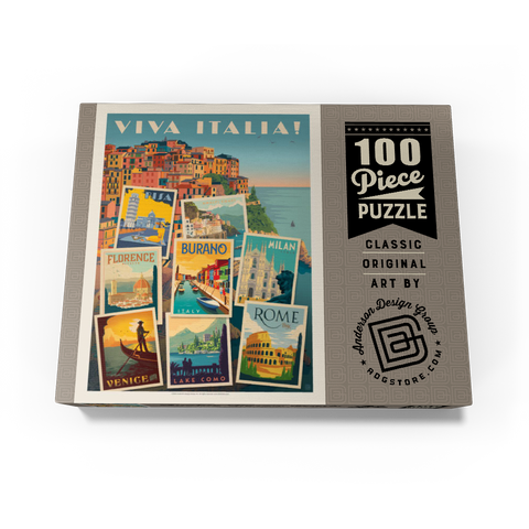 Italy: Viva Italia! Collage, Vintage poster 100 Jigsaw Puzzle box view3