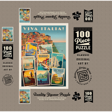Italy: Viva Italia! Collage, Vintage poster 100 Jigsaw Puzzle box 3D Modell