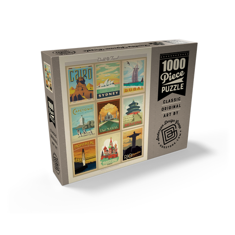 World Travel, Collage, Vintage poster 1000 Jigsaw Puzzle box view2