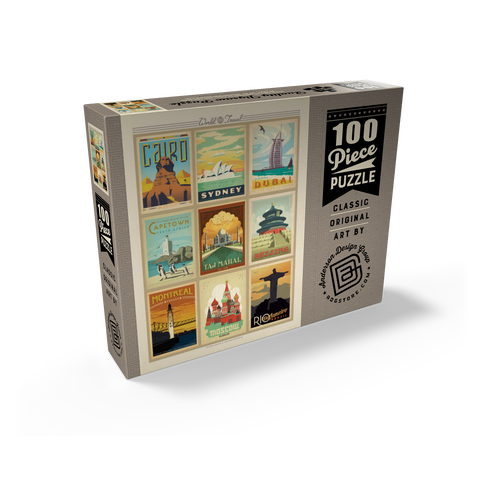 World Travel, Collage, Vintage poster 100 Jigsaw Puzzle box view2