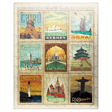 puzzleplate World Travel, Collage, Vintage poster 100 Jigsaw Puzzle