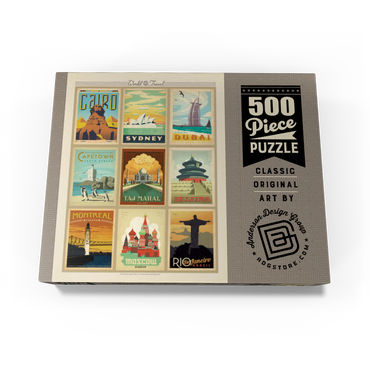 World Travel, Collage, Vintage poster 500 Jigsaw Puzzle box view3