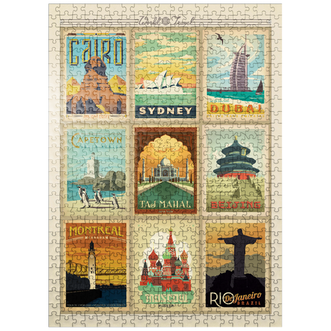 puzzleplate World Travel, Collage, Vintage poster 500 Jigsaw Puzzle