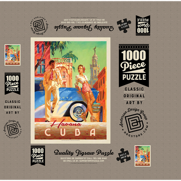 Cuba: Havana Shade, Vintage Poster 1000 Jigsaw Puzzle box 3D Modell