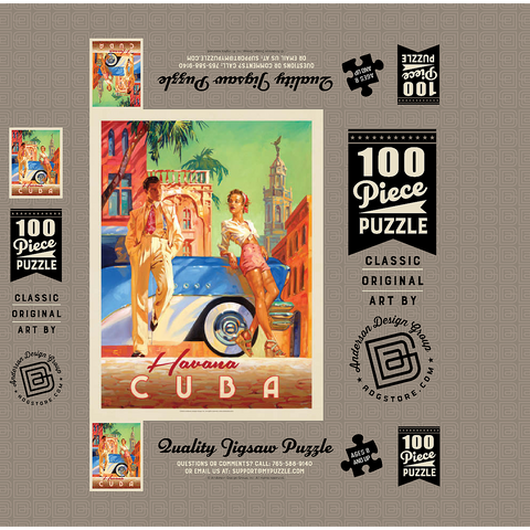 Cuba: Havana Shade, Vintage Poster 100 Jigsaw Puzzle box 3D Modell