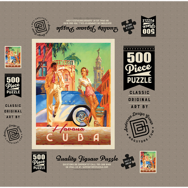 Cuba: Havana Shade, Vintage Poster 500 Jigsaw Puzzle box 3D Modell