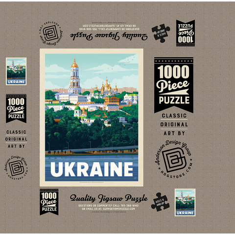 Ukraine: Kiev, Vintage Poster 1000 Jigsaw Puzzle box 3D Modell