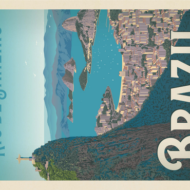 Brazil: Rio de Janeiro Harbor View, Vintage Poster 1000 Jigsaw Puzzle 3D Modell