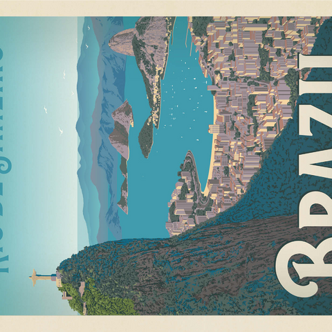 Brazil: Rio de Janeiro Harbor View, Vintage Poster 1000 Jigsaw Puzzle 3D Modell