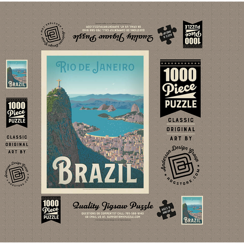 Brazil: Rio de Janeiro Harbor View, Vintage Poster 1000 Jigsaw Puzzle box 3D Modell