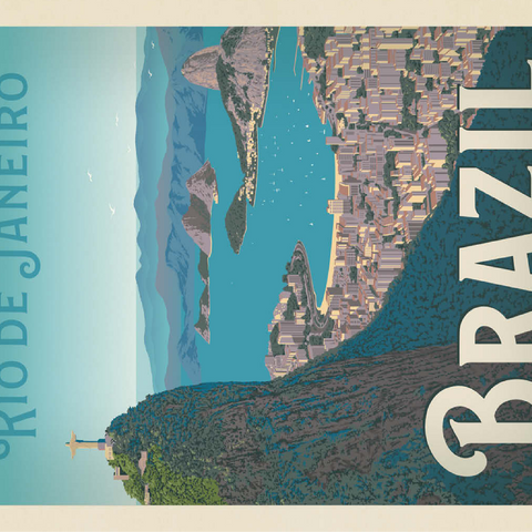 Brazil: Rio de Janeiro Harbor View, Vintage Poster 100 Jigsaw Puzzle 3D Modell