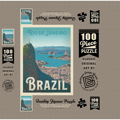 Brazil: Rio de Janeiro Harbor View, Vintage Poster 100 Jigsaw Puzzle box 3D Modell