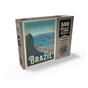 Brazil: Rio de Janeiro Harbor View, Vintage Poster 500 Jigsaw Puzzle box view2