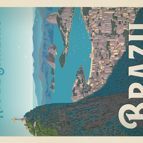 Brazil: Rio de Janeiro Harbor View, Vintage Poster 500 Jigsaw Puzzle 3D Modell