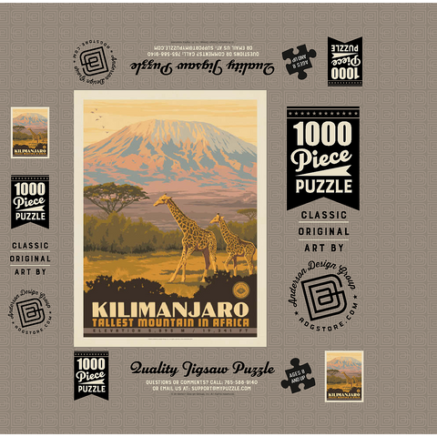 Kilimanjaro: Tallest Mountain in Africa, Vintage Poster 1000 Jigsaw Puzzle box 3D Modell