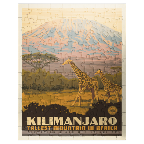 puzzleplate Kilimanjaro: Tallest Mountain in Africa, Vintage Poster 100 Jigsaw Puzzle