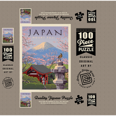 Japan: Mount Fuji, Vintage Poster 100 Jigsaw Puzzle box 3D Modell