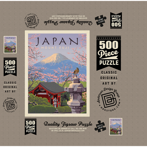 Japan: Mount Fuji, Vintage Poster 500 Jigsaw Puzzle box 3D Modell