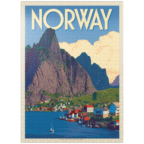 puzzleplate Norway: The Land of Fjords, Vintage Poster 1000 Jigsaw Puzzle
