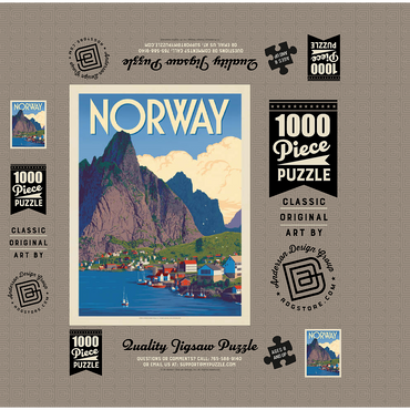 Norway: The Land of Fjords, Vintage Poster 1000 Jigsaw Puzzle box 3D Modell