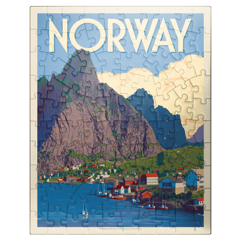 puzzleplate Norway: The Land of Fjords, Vintage Poster 100 Jigsaw Puzzle
