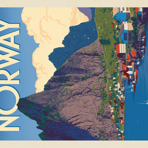 Norway: The Land of Fjords, Vintage Poster 100 Jigsaw Puzzle 3D Modell