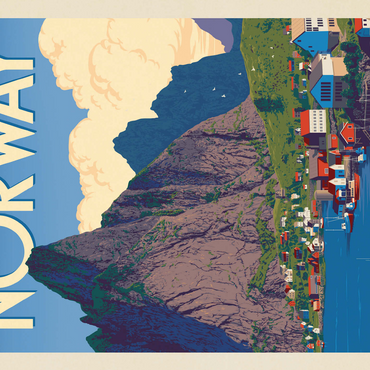 Norway: The Land of Fjords, Vintage Poster 500 Jigsaw Puzzle 3D Modell