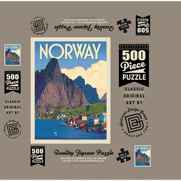 Norway: The Land of Fjords, Vintage Poster 500 Jigsaw Puzzle box 3D Modell