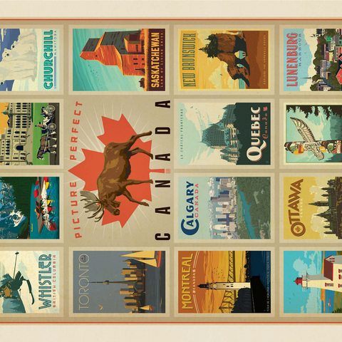 Canada Travel, Collage, Vintage Poster 1000 Jigsaw Puzzle 3D Modell