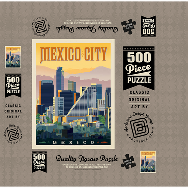Mexico: Mexico City, Vintage Poster 500 Jigsaw Puzzle box 3D Modell