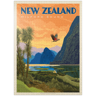 puzzleplate New Zealand: Milford Sound, Vintage Poster 1000 Jigsaw Puzzle