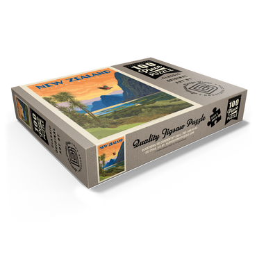 New Zealand: Milford Sound, Vintage Poster 100 Jigsaw Puzzle box view1