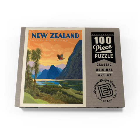 New Zealand: Milford Sound, Vintage Poster 100 Jigsaw Puzzle box view3