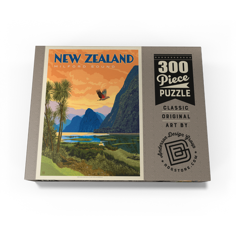 New Zealand: Milford Sound, Vintage Poster 300 Jigsaw Puzzle box view3