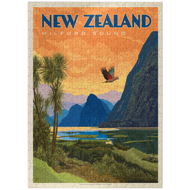 puzzleplate New Zealand: Milford Sound, Vintage Poster 300 Jigsaw Puzzle