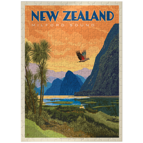 puzzleplate New Zealand: Milford Sound, Vintage Poster 300 Jigsaw Puzzle