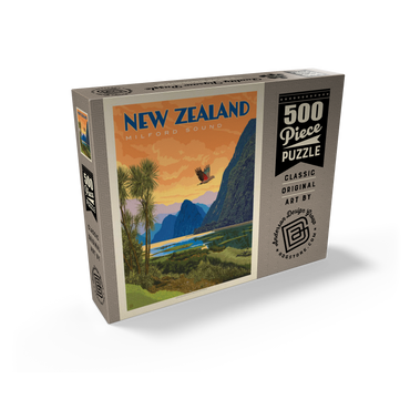 New Zealand: Milford Sound, Vintage Poster 500 Jigsaw Puzzle box view2