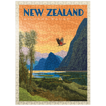 puzzleplate New Zealand: Milford Sound, Vintage Poster 500 Jigsaw Puzzle