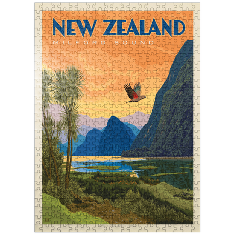 puzzleplate New Zealand: Milford Sound, Vintage Poster 500 Jigsaw Puzzle