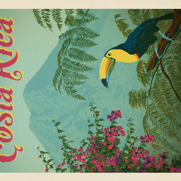 Costa Rica: Toucan in the jungle, Vintage Poster 500 Jigsaw Puzzle 3D Modell